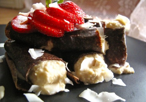 Raw Banana Crepes With Coconut Marmalade Cream Raw Banana Crepes With Coconut Marmalade Cream