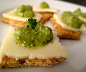 Cilantro Almond Pesto Canapes Cilantro Almond Pesto Canapes