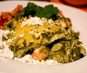 Chilaquiles Verdes With Shrimp and Calabaza Chilaquiles Verdes With Shrimp and Calabaza