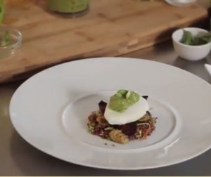 Red Quinoa With Smoked Jalapeno Crema and Poached Eggs Red Quinoa With Smoked Jalapeno Crema and Poached Eggs