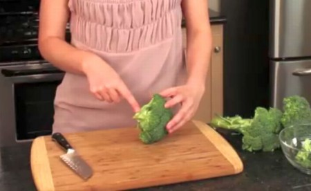cutting broccoli