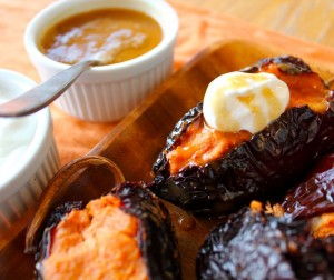 Sweet Potato-Stuffed Ancho Chiles With Burnt Caramel Sauce Sweet Potato-Stuffed Ancho Chiles With Burnt Caramel Sauce
