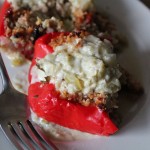 Quinoa-Stuffed Peppers in Tomatillo Cream Sauce
