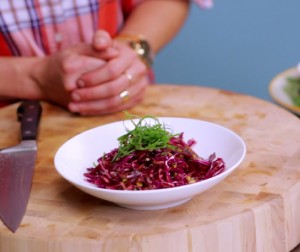Video: Shredded Beet and Red Cabbage Salad Video: Shredded Beet and Red Cabbage Salad